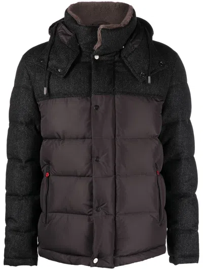 Kiton Hybrid Hooded Puffer Jacket In Black
