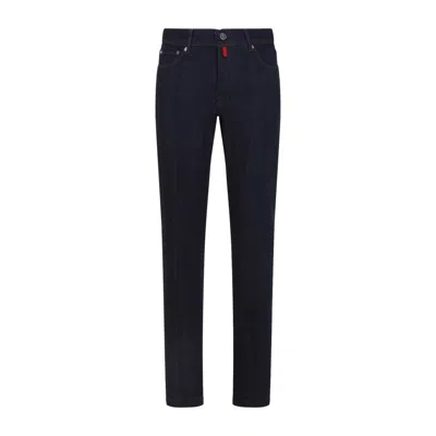 Kiton Indaco Blue Cotton Jeans In Black