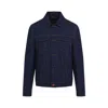 Kiton Cotton Jacket With Pointed Collar And Chest Pockets In Blue