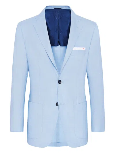 Kiton Jacket Cashmere In Sky Blue