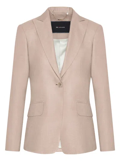 Kiton Jacket Silk In Beige