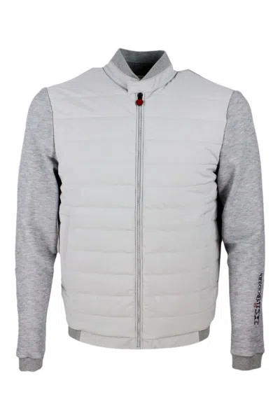 Kiton Quilted Front Jacket In Grey
