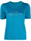 Kiton Jacquard-logo Fine-knit T-shirt In Blue