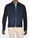 Kiton Kired Juan Lambskin Suede Zip-up Jacket In Blue