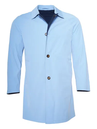 Kiton Kim Reversible Buttoned-up Coat In Blue