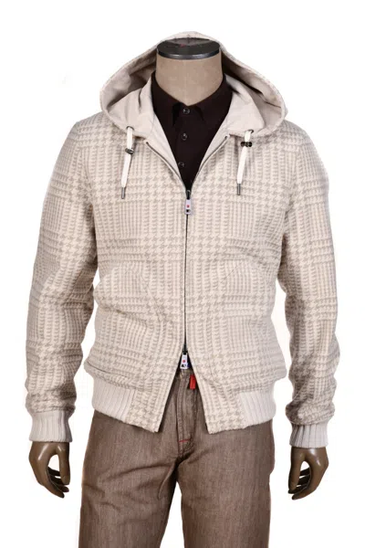 Kiton Kired By  Barwa Cream-tan Prince Of Wales/ Tan Reversible Jacket In Multi