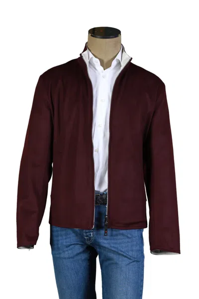 Kiton Kired By  Burgundy/ White Solid Cashmere Reversible Jacket In Brown