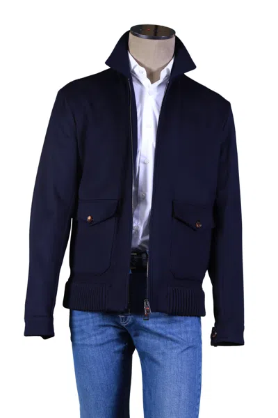 Kiton Kired By  Midnight-blue Solid Wool Jacket