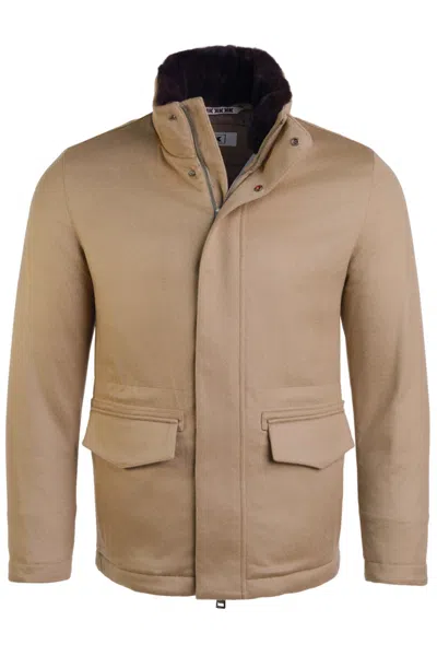 Kiton Cashmere Single Breasted Coat In Brown