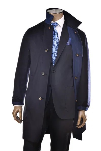Kiton Kired By  Peak Cashmere Reversible Overcoat In Blue