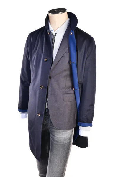 Kiton Kired By  Peak Cashmere Reversible Overcoat In Blue