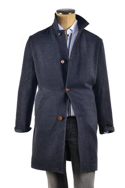 Kiton Kired By  Peak Wool-cashmere Reversible Overcoat In Blue