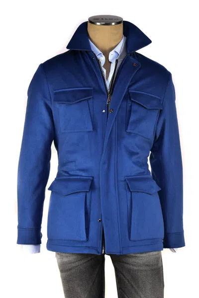 Kiton Kired By  Tobe Cashmere Overcoat In Blue