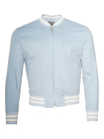 Kiton Kired Didier Ribbed-trim Cashmere Jacket In Blue