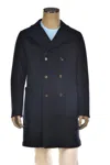 Kiton Kired Gyala Solid/ Pinstripe Nylon-virgin Wool Double-breasted Reversible Overcoat In Black