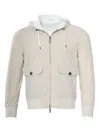 Kiton Kired Jeff Cotton Reversible Hooded Light-jacket In Neutral