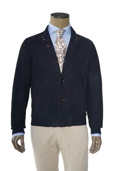 Kiton Kired Igorp Lambskin Light Jacket In Blue