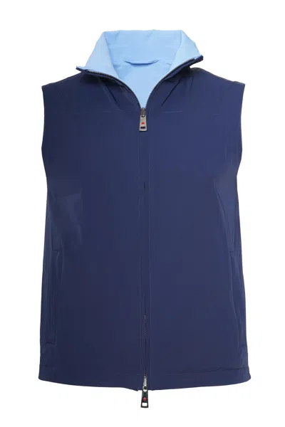 Kiton Kired Ivan Nylon Reversible Vest In Blue