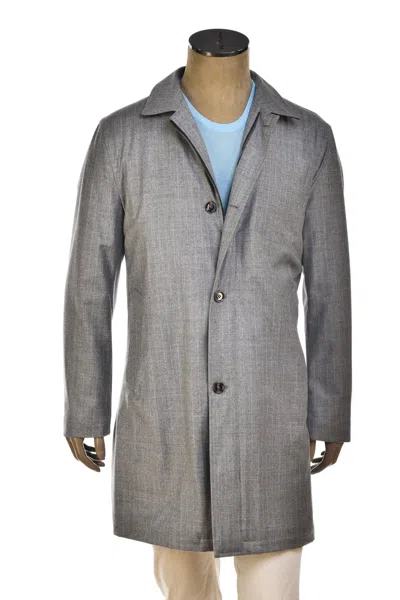 Kiton Kired Kata Pinstriped Virgin Wool Overcoat In Gray