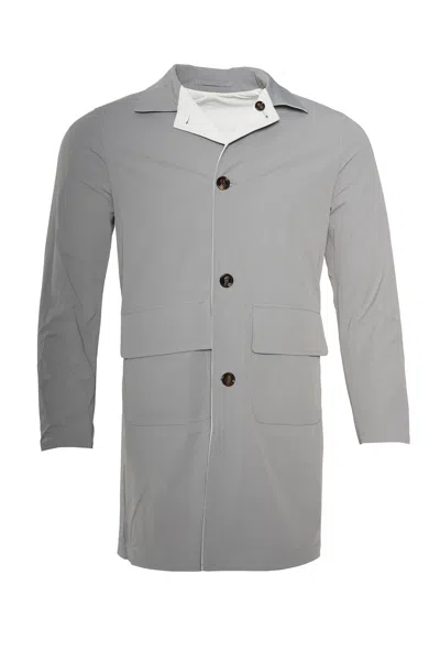 Kiton Kired Kim Solid Nylon Reversible Button Up Overcoat In Gray
