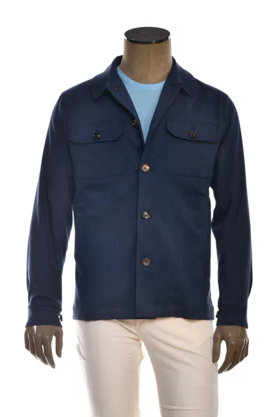 Kiton Kired Leo Wool Light Jacket In Blue