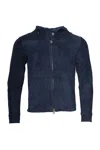 Kiton Kired Olek 1 Solid Suede Hooded Zip-up Light-jacket In Black