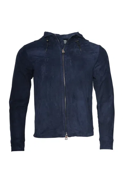 KITON KIRED OLEK 1 SOLID SUEDE HOODED ZIP-UP LIGHT-JACKET
