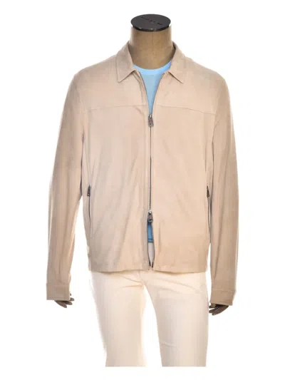 Kiton Kired Roy Lambsuede Zip-front Jacket In Neutral