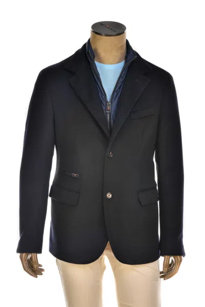 Kiton Kired Tipas Wool-nylon Sport Jacket W/ Detachable Interior In Blue