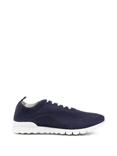 Kiton Knit Lace-up Sneakers In Blue