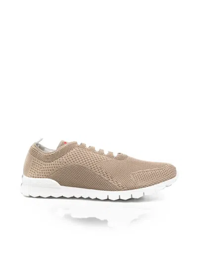 Kiton Knit Lace-up Sneakers In Brown