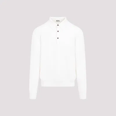 Kiton Cashmere Knit Polo Sweater In White