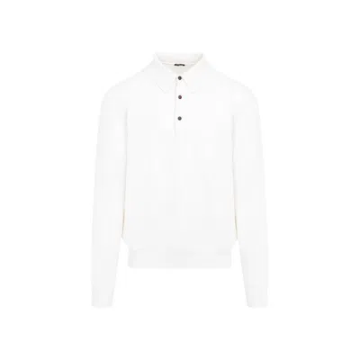 Kiton Cashmere Knit Polo Sweater In White