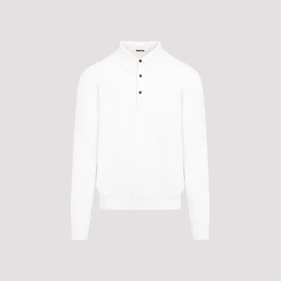 Kiton Cashmere Knit Polo Sweater In White