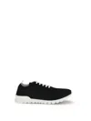 Kiton Perforated Fabric Slip-on Sneakers In Black