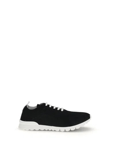Kiton Perforated Fabric Slip-on Sneakers In Nero