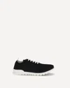 Kiton Perforated Fabric Slip-on Sneakers In Black
