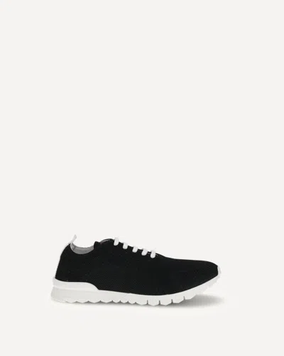 Kiton Perforated Fabric Slip-on Sneakers In Nero