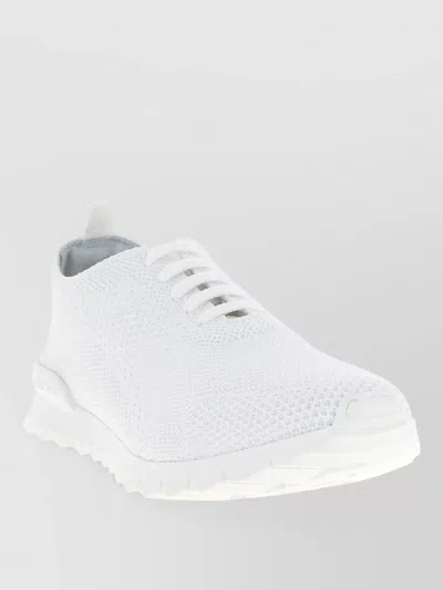 Kiton Knit Sneakers Breathable Upper Pull Tab Sole In White