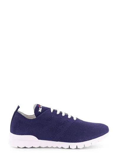 Kiton Knit Sneakers With Lateral Monogram In Blue