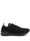 Kiton Fitb Mesh Sneakers Rubber Sole Pull Tab In Black