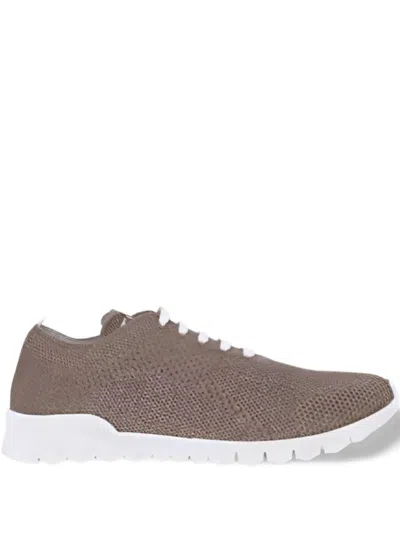 Kiton Knitted Lace-up Sneakers In Brown