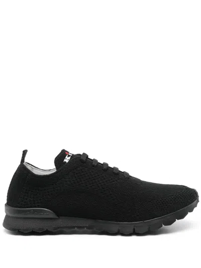 Kiton Knitted Lace-up Sneaker In Black