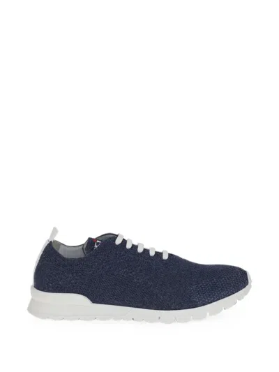 Kiton Knitted Lace-up Sneaker In Navy