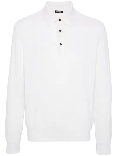 Kiton Cashmere Knit Polo Sweater In White