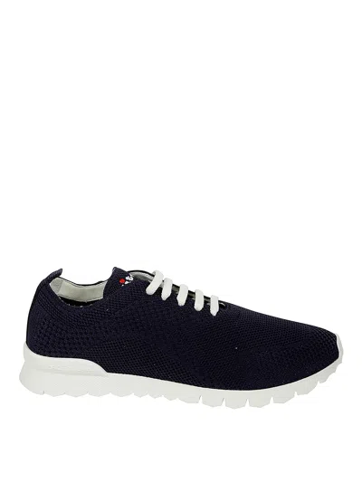 Kiton Knitted Stretch Sneakers In Dark Blue