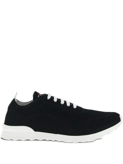 Kiton Knitwear Logo Embroidery Sneakers In Black