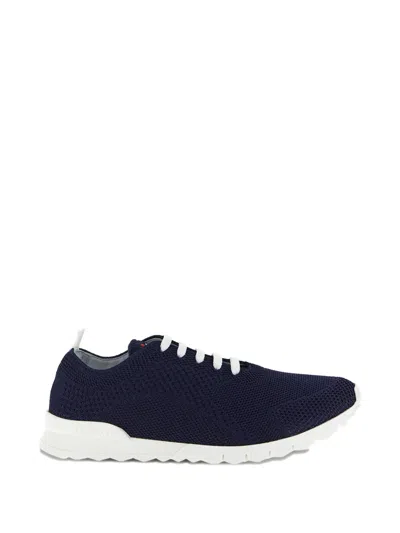 Kiton Knitwear Logo Embroidery Sneakers In Blue