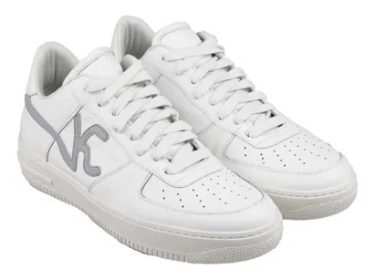 Pre-owned Kiton Knt  Sneakers Shoes 100% Leather Sz 10 Us 43 Eu Knsw3 In White/gray