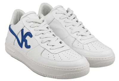 Pre-owned Kiton Knt  Sneakers Shoes 100% Leather Sz 8 Us 41 Eu Knsw7 In White/blue